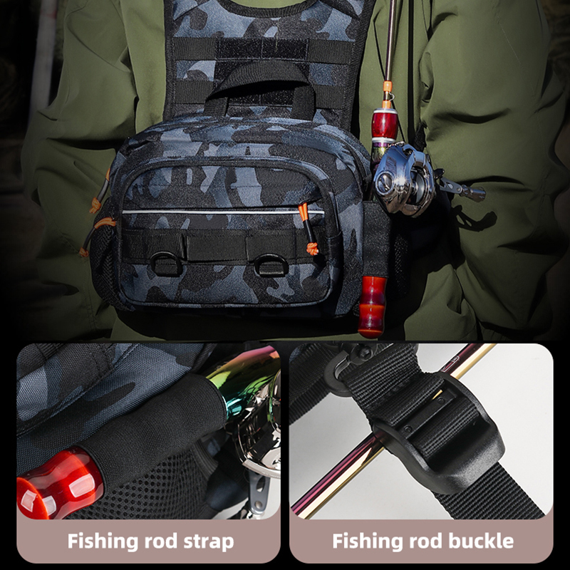Men Chest Bag Tactical Fishing - Fishing Rod Holder ulasan dan harga