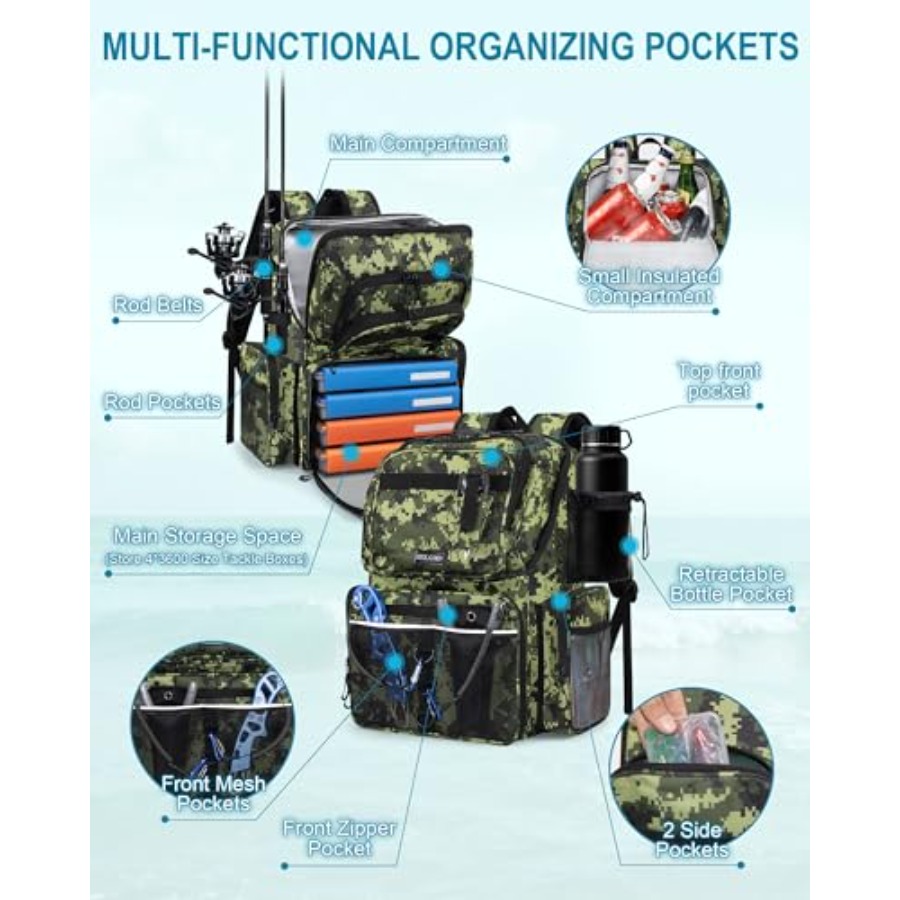 Fishing Backpack with Rod Hold - Fishing Rod Holder ulasan dan harga